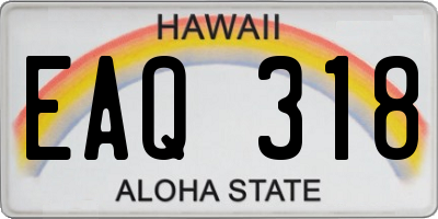 HI license plate EAQ318