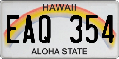 HI license plate EAQ354