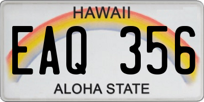 HI license plate EAQ356