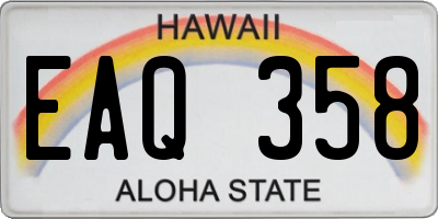 HI license plate EAQ358