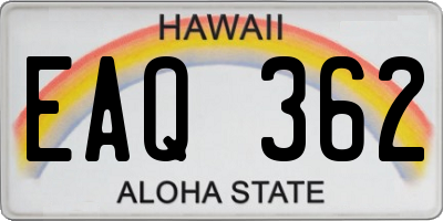 HI license plate EAQ362