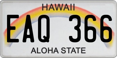 HI license plate EAQ366