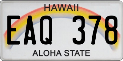 HI license plate EAQ378