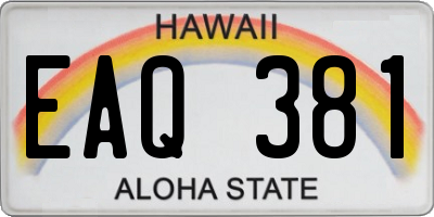 HI license plate EAQ381