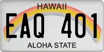 HI license plate EAQ401