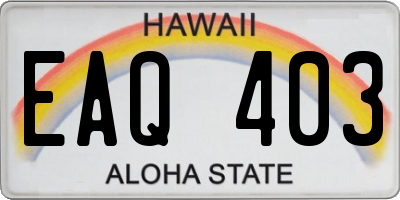 HI license plate EAQ403