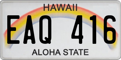 HI license plate EAQ416
