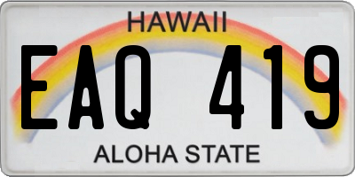 HI license plate EAQ419