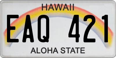 HI license plate EAQ421