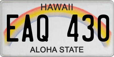 HI license plate EAQ430
