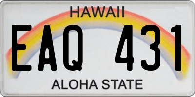HI license plate EAQ431