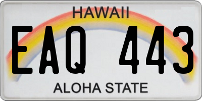 HI license plate EAQ443