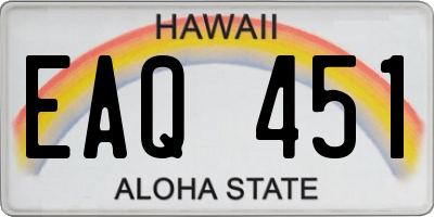 HI license plate EAQ451