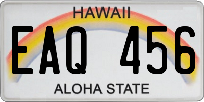 HI license plate EAQ456