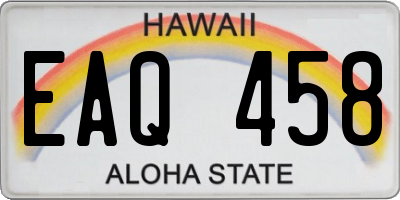 HI license plate EAQ458