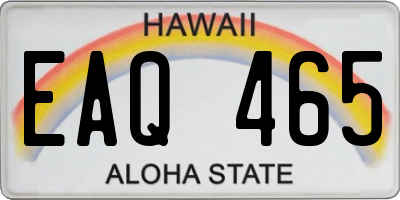 HI license plate EAQ465