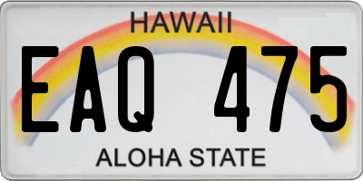 HI license plate EAQ475