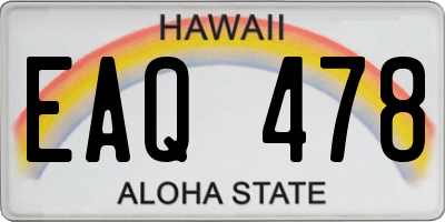 HI license plate EAQ478