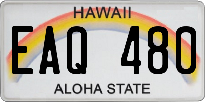 HI license plate EAQ480