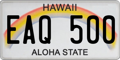 HI license plate EAQ500