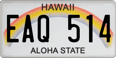 HI license plate EAQ514