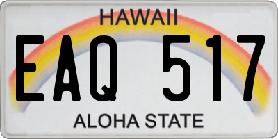 HI license plate EAQ517