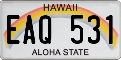 HI license plate EAQ531