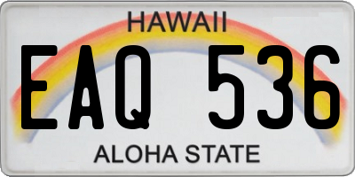 HI license plate EAQ536