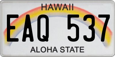 HI license plate EAQ537