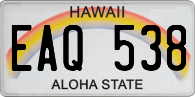 HI license plate EAQ538