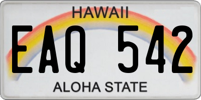 HI license plate EAQ542