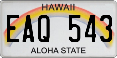 HI license plate EAQ543