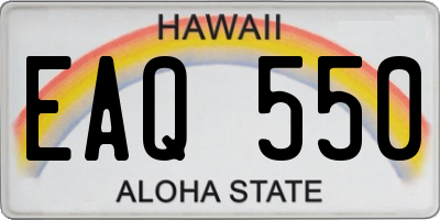 HI license plate EAQ550