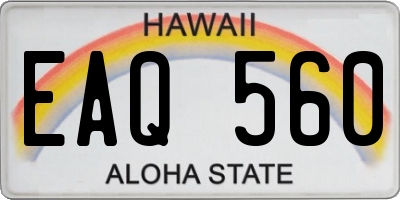 HI license plate EAQ560
