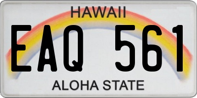 HI license plate EAQ561