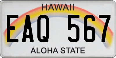 HI license plate EAQ567