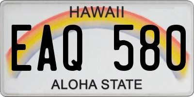 HI license plate EAQ580