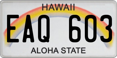 HI license plate EAQ603