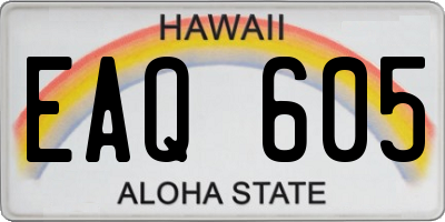 HI license plate EAQ605