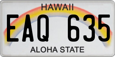 HI license plate EAQ635