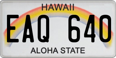 HI license plate EAQ640