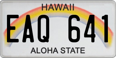 HI license plate EAQ641