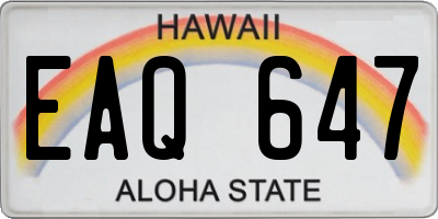 HI license plate EAQ647