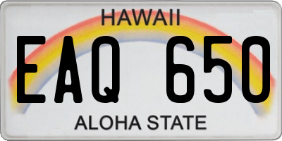 HI license plate EAQ650