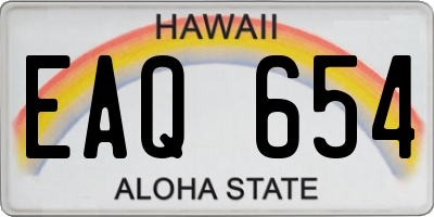 HI license plate EAQ654