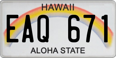 HI license plate EAQ671