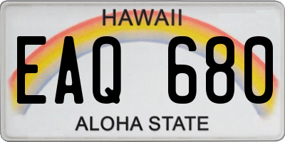 HI license plate EAQ680