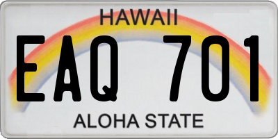HI license plate EAQ701
