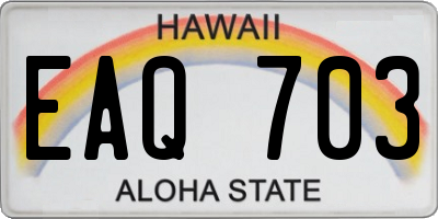 HI license plate EAQ703