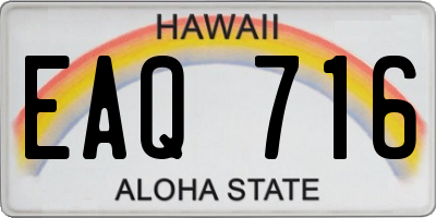 HI license plate EAQ716